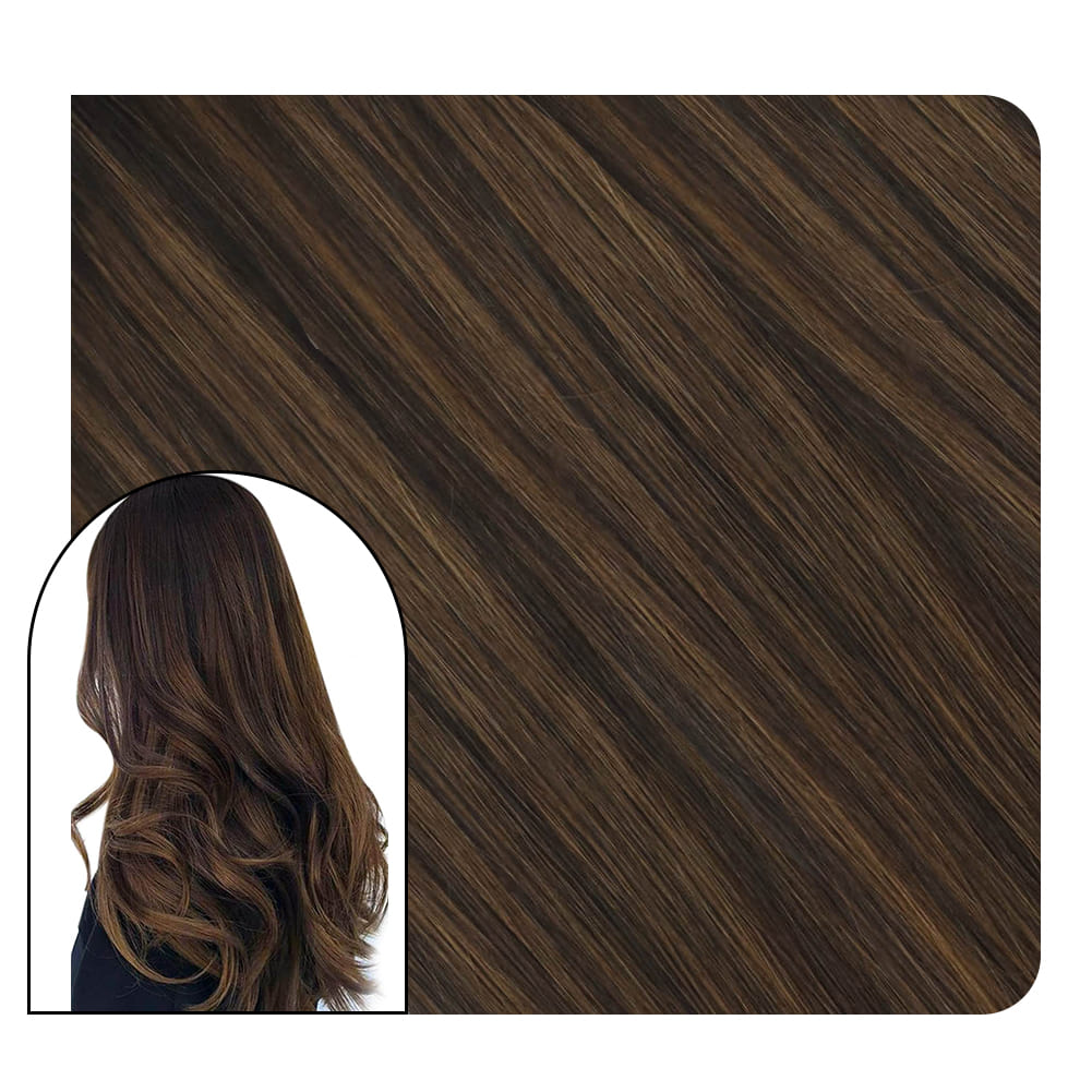 Tape in Real Human Hair Extensions Two Tones Brown Color #2/6/2-Ugeat