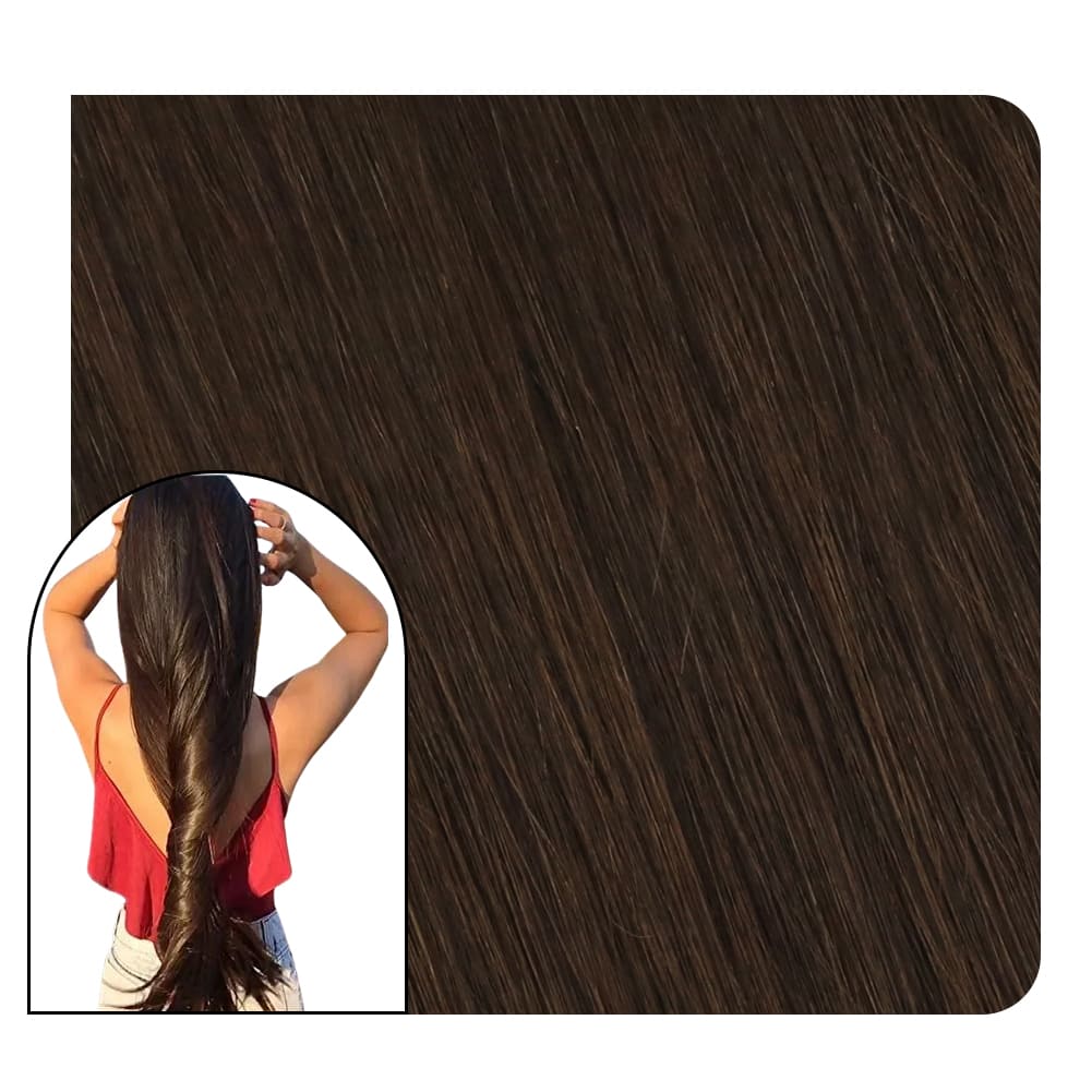 clip in real hair extensions dark brown for women
