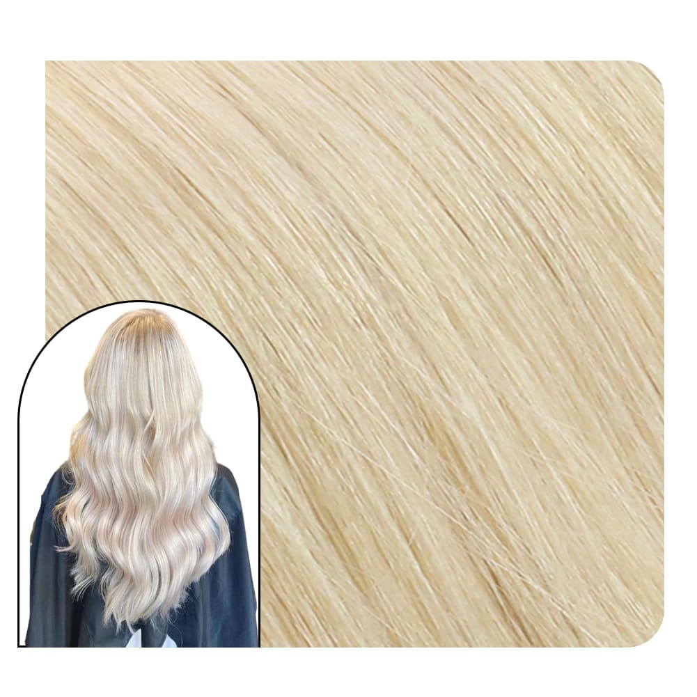 Human Hair Tape in Extensions Platinum Blonde Pure Color #60 | Ugeat