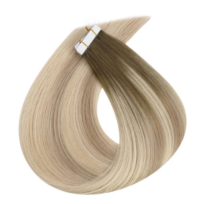 [50% Off][Virgin Hair] Tape in Hair Extensions Brown Blonde Color #18/18/613