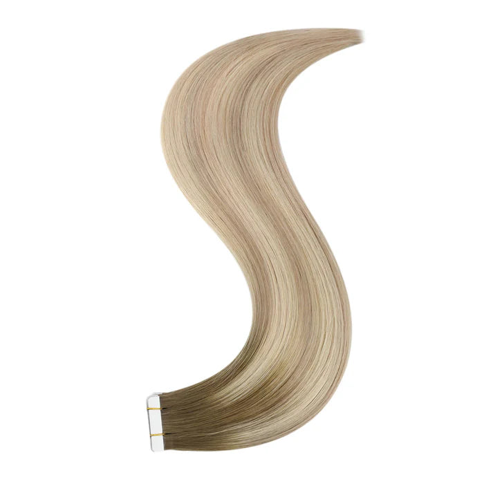 [50% Off][Virgin Hair] Tape in Hair Extensions Brown Blonde Color #18/18/613