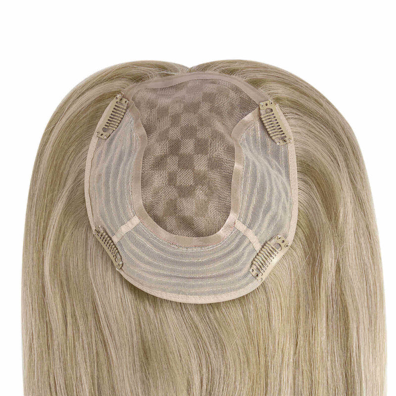 Virgin Hair Topper Brown With Blonde Human Hair Hairpieces #P16/22
