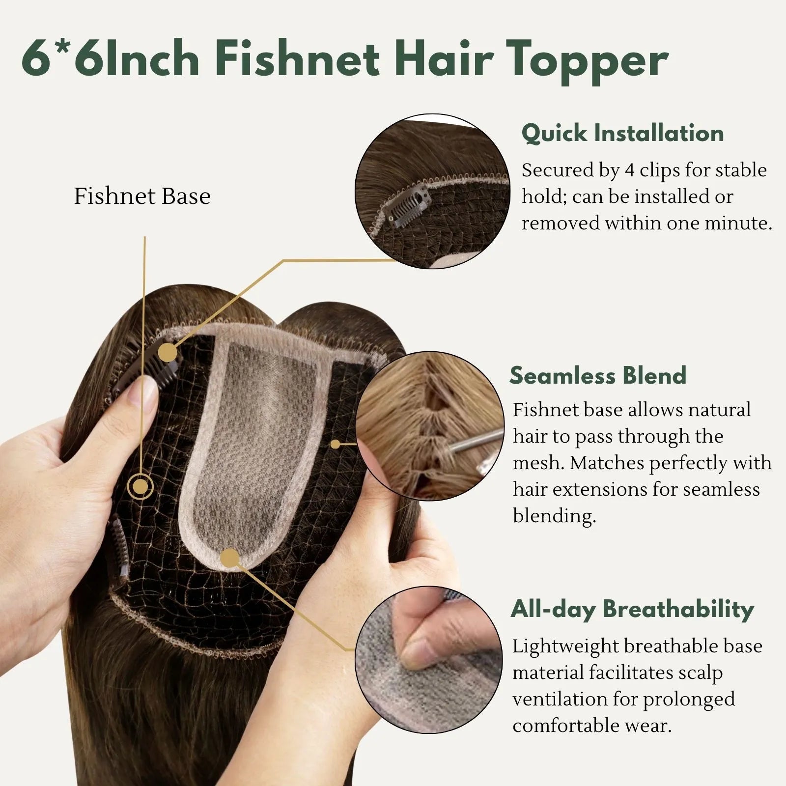 fishnet human hair topper virgin human hair for women