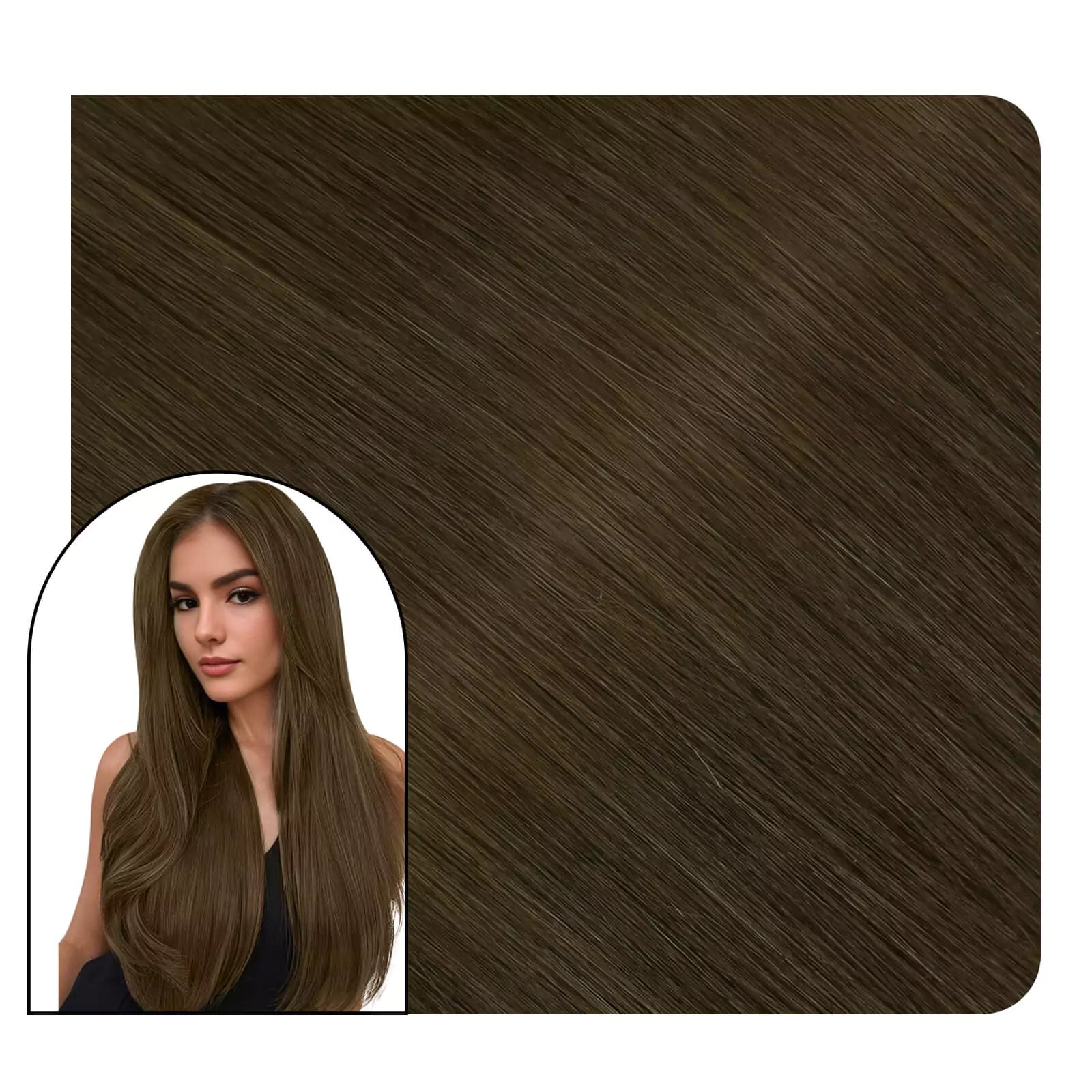 Brown hair tape in hair extensions invisiable