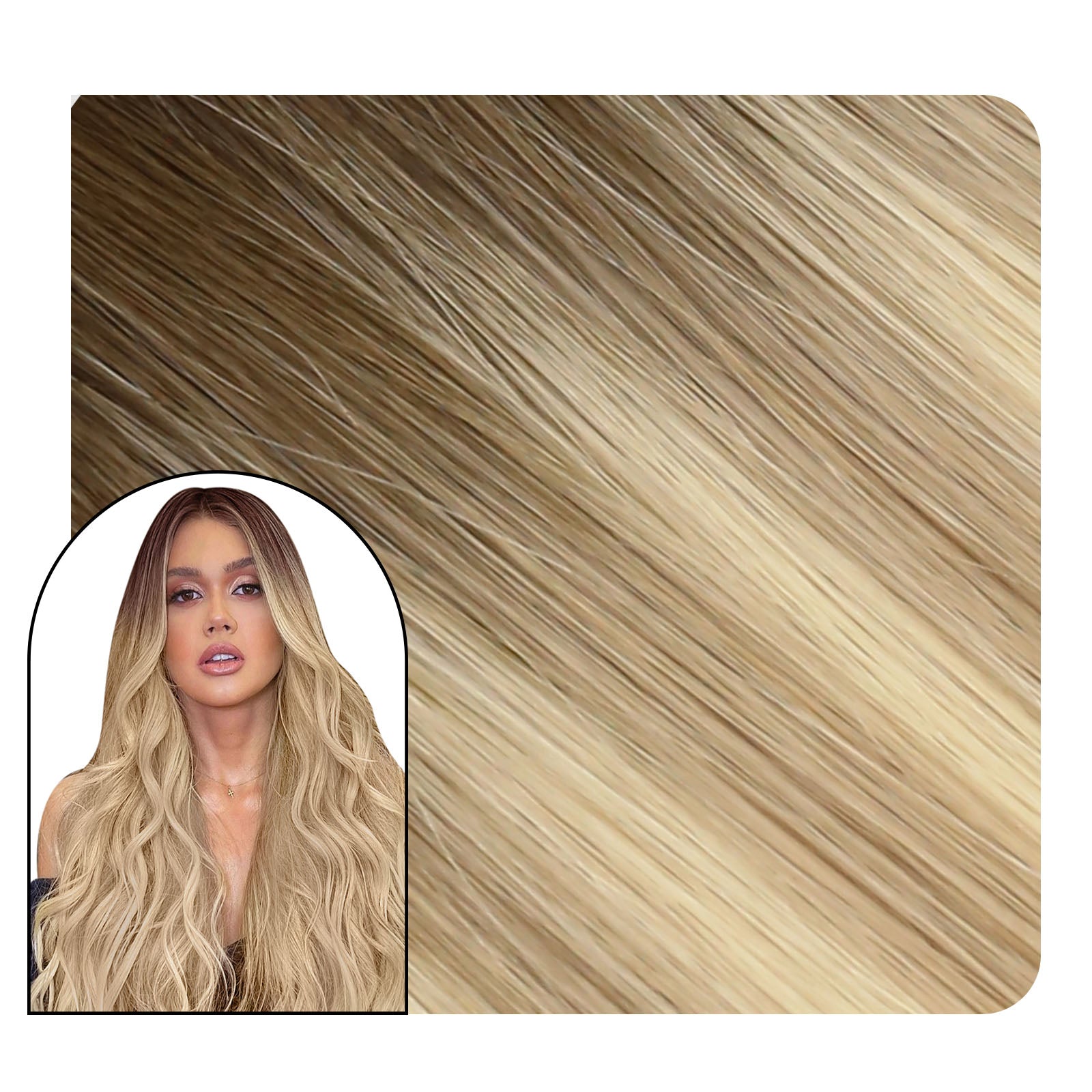Full Cuticle Hybrid Weft Extensions Human Hair Balayage Color