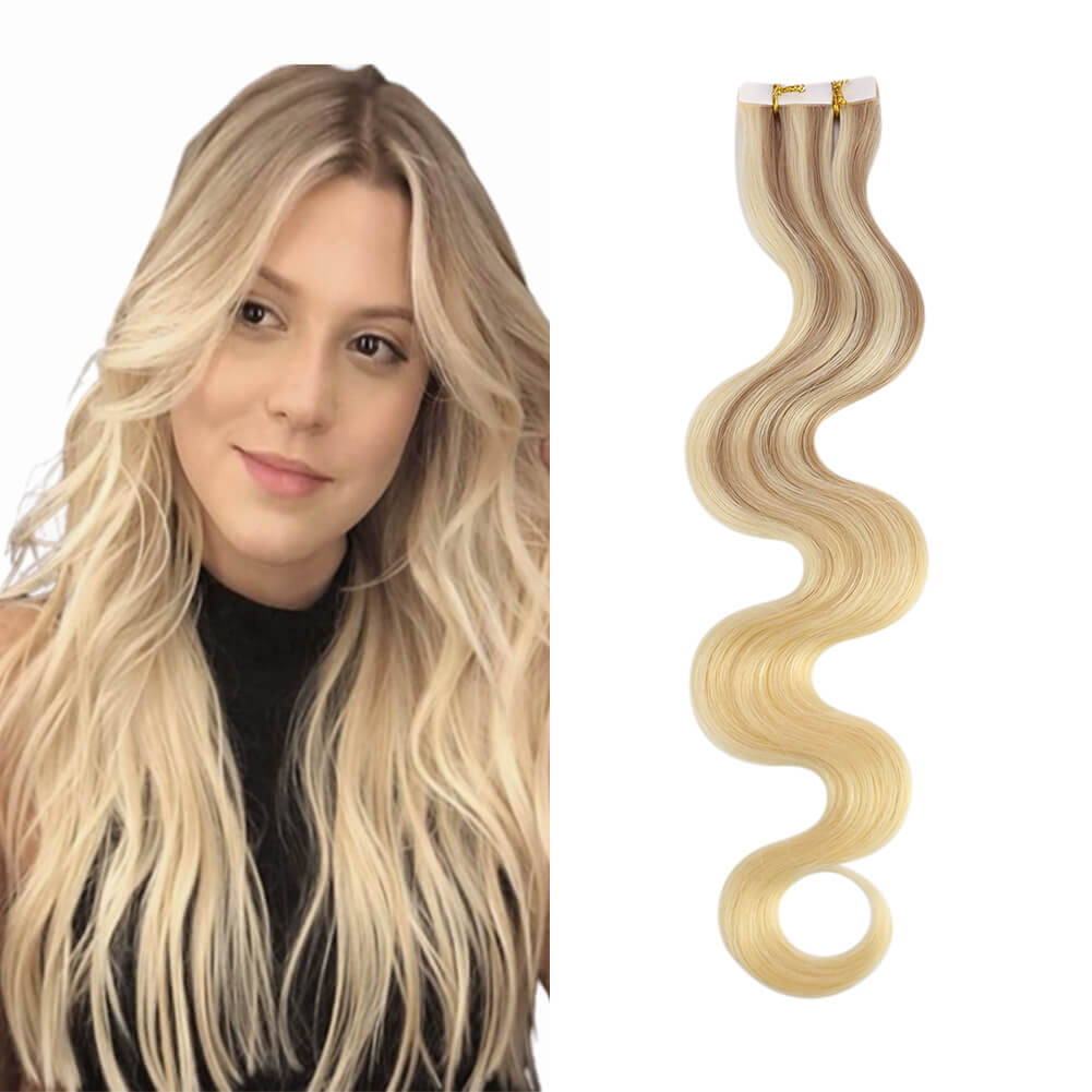 Body Wavy Seamless Injection Tape in Extensions Balayage Blonde 18/22/60