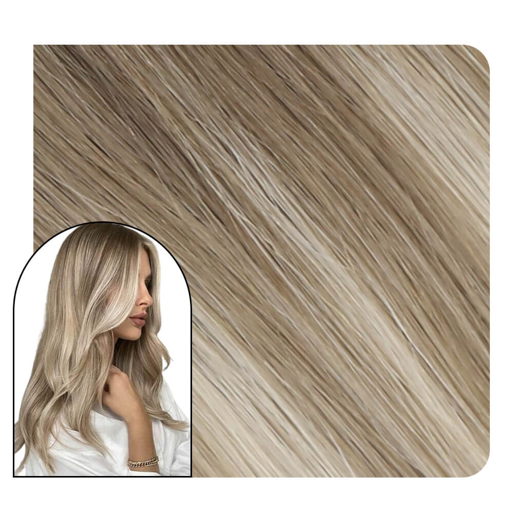 [Virgin Hair] Virgin Tape in Extensions Balayage Light Brown to Blonde  #8/8/613