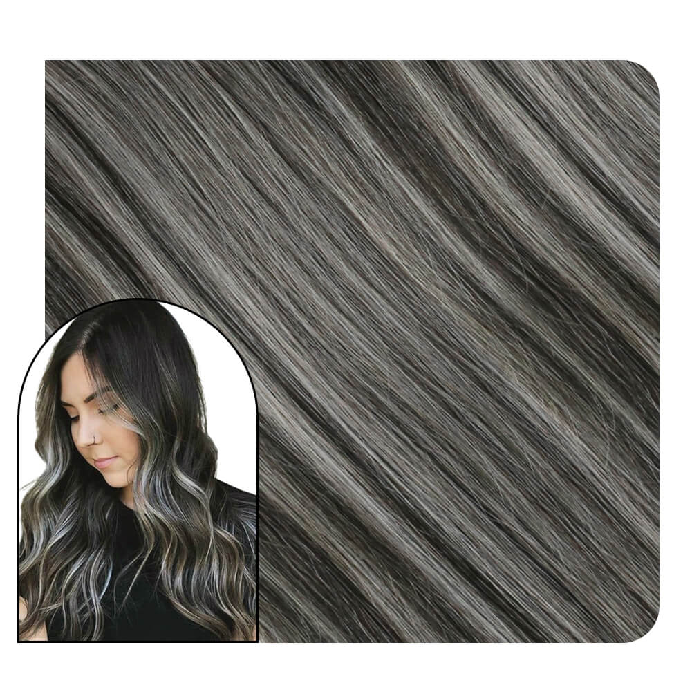 best tape in extensions black with silver