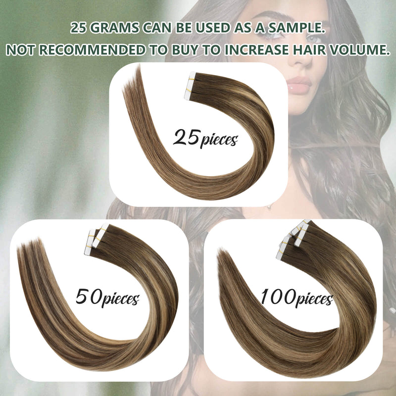 [Virgin Hair] Virgin Tape in Hair Extensions Pure Color Dark Brown for Thickness #2