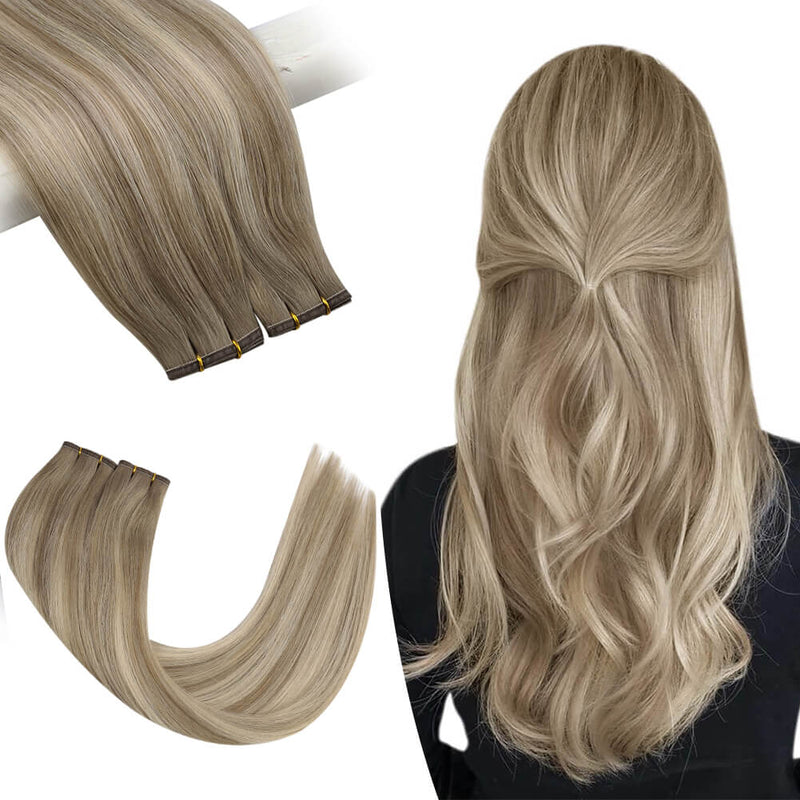 Balayage Flat Silk Weft Hair Extension Virgin Human Hair Best Weft