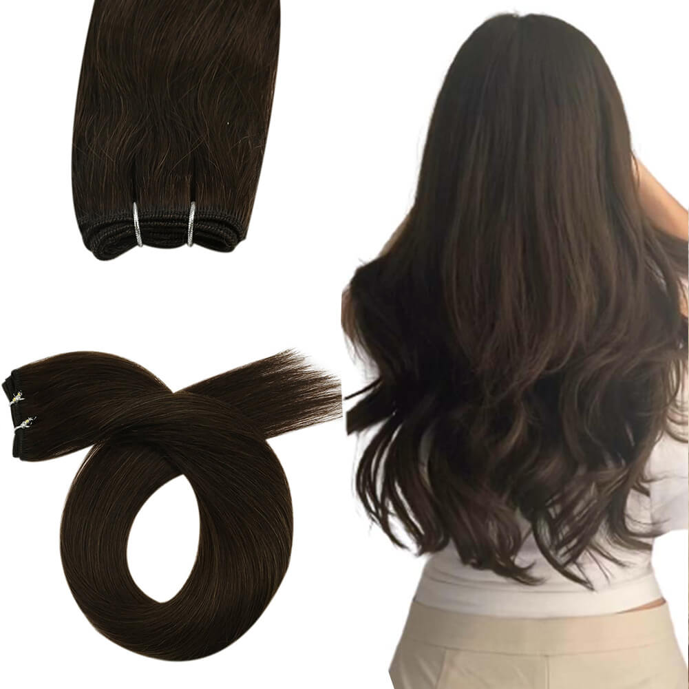 Hair Weave Style Sew in Darkest Brown Virgin Human Hair