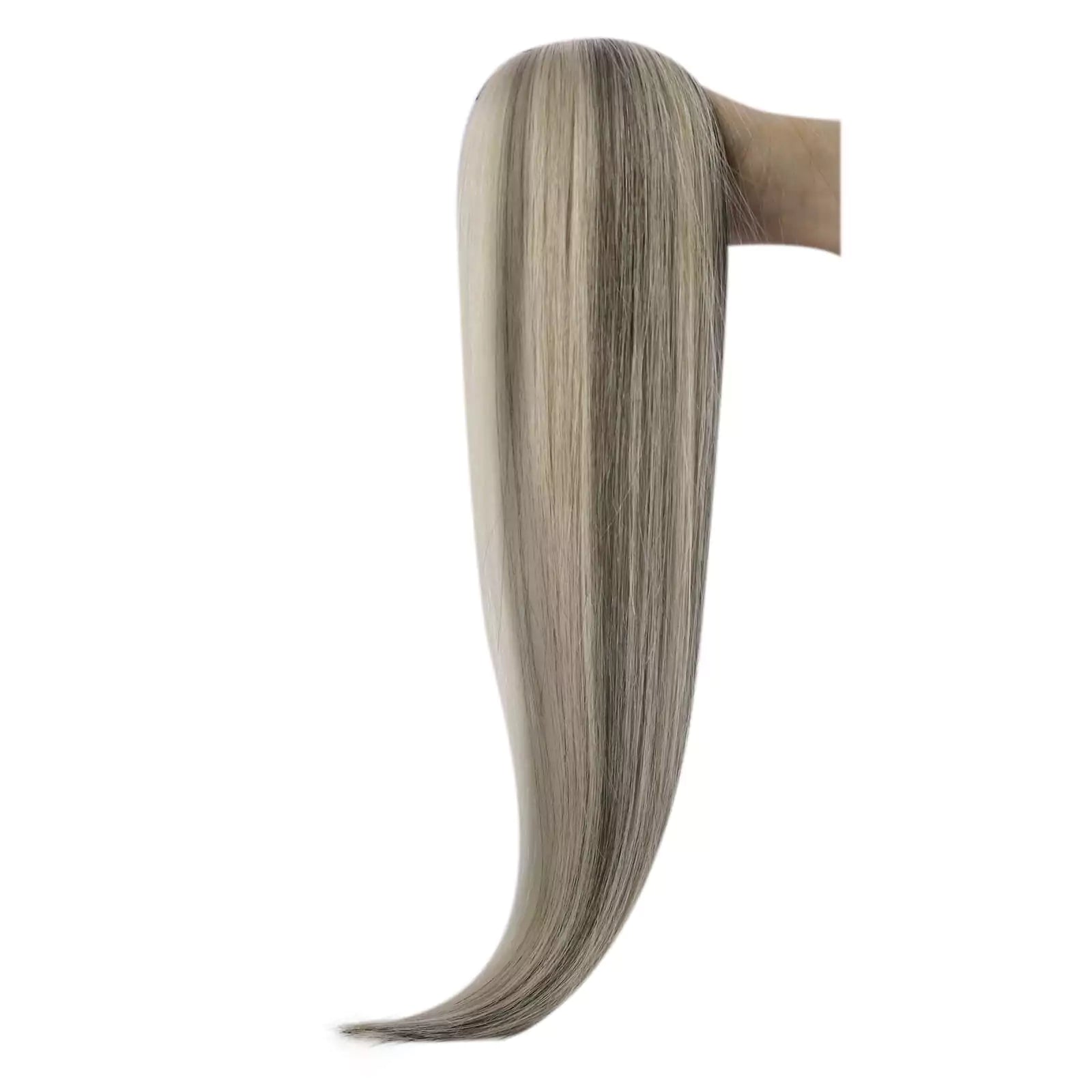 invisible tape in extensions grey blonde hair