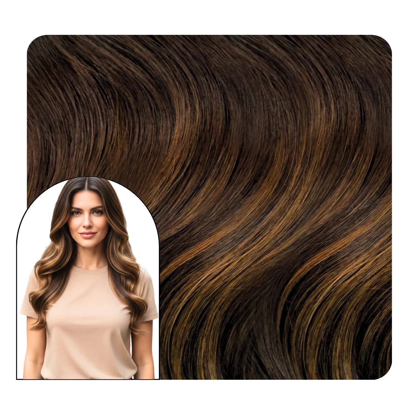 [Pre-sale] Seamless Injected Hole Weft Hair Extensions Wavy Balayage Brown #4/27/4