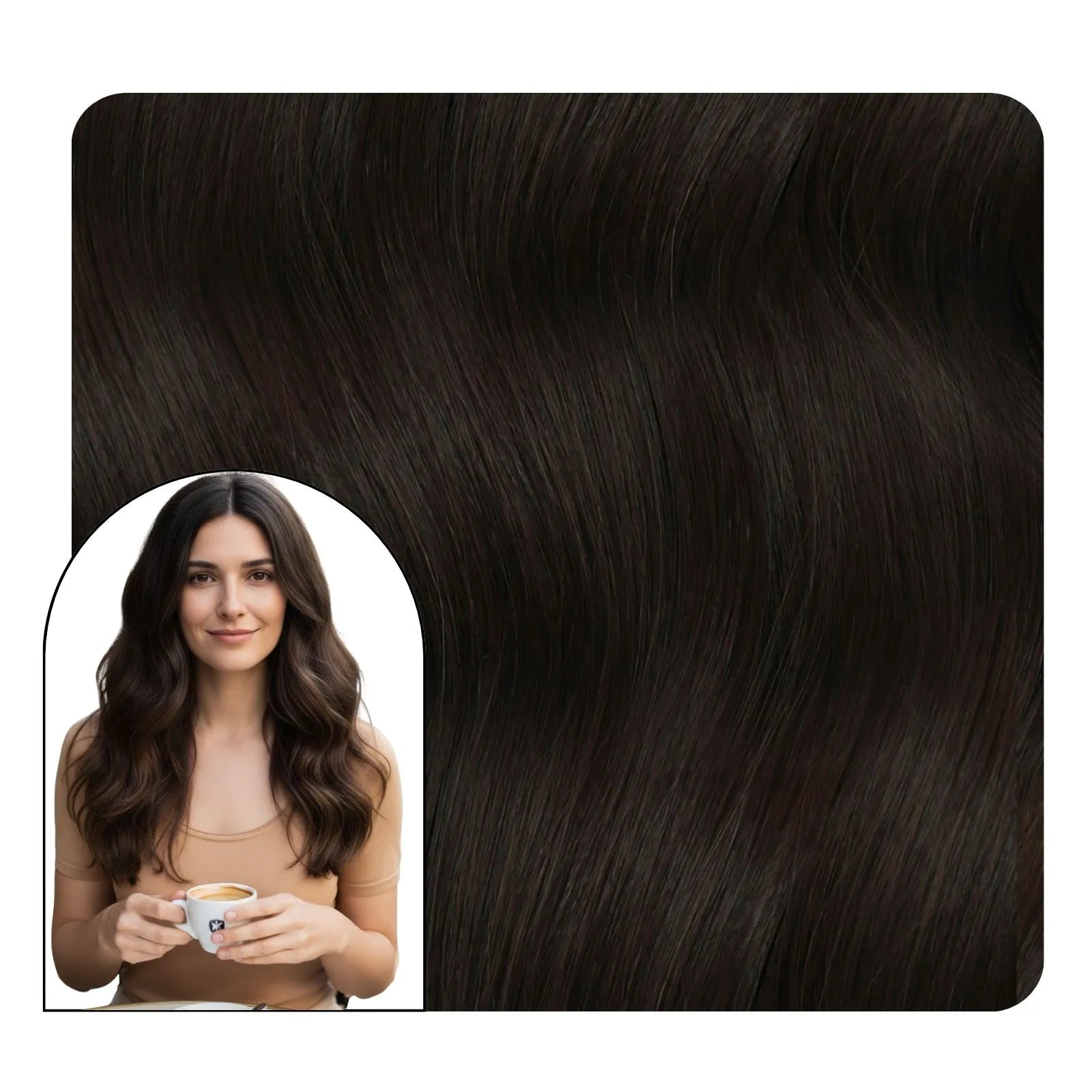 [Pre-sale] Seamless Injected Butterfly Weft Hair Extensions Beach Wavy Dark Brown #2