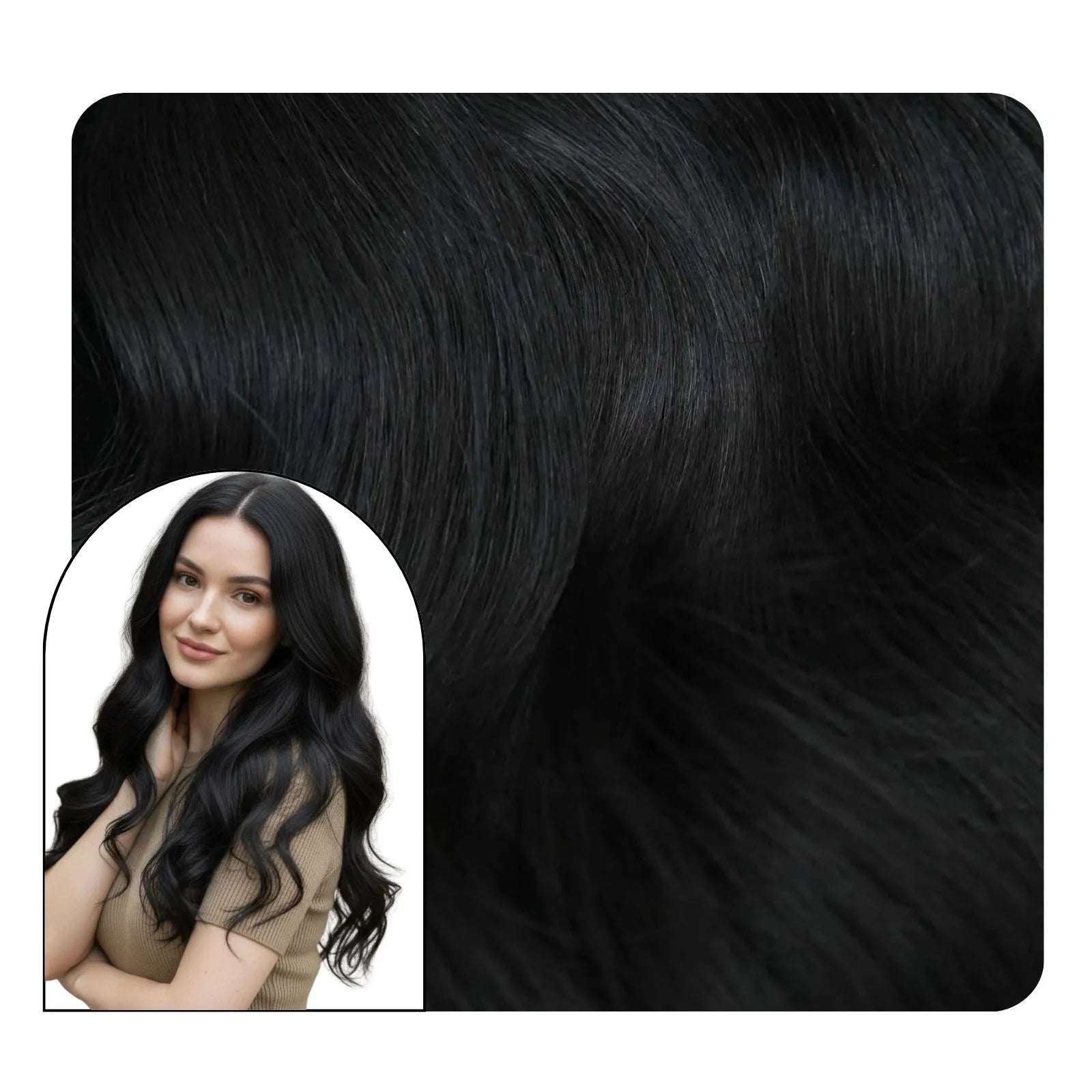 [Pre-sale] Wavy Butterfly Weft Extensions Invisible Hole PU Flat Weft Jet Black #1
