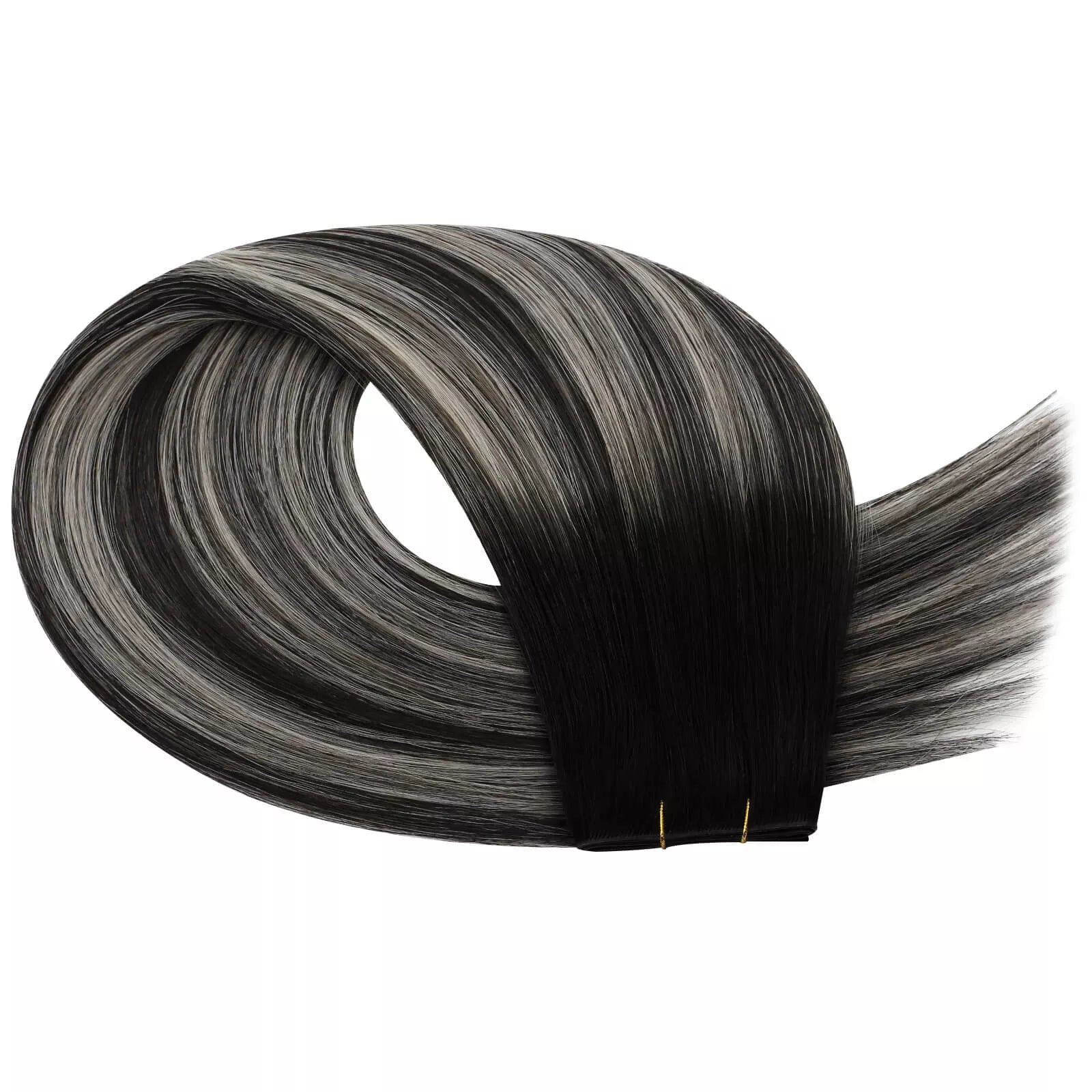 Butterfly Weft Extensions Human Hair #1B/Silver/1B