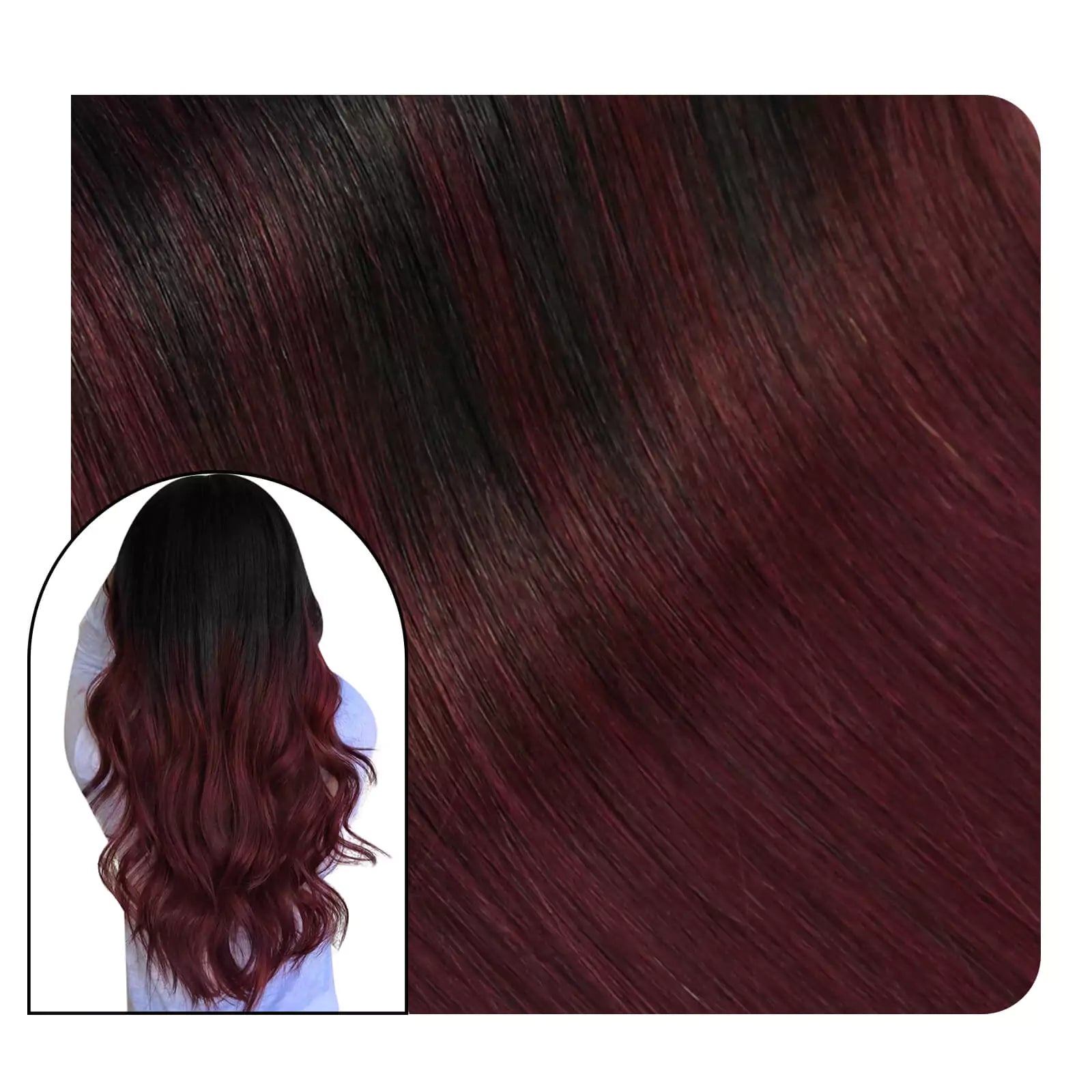 wine red clip in hair extensions remy human hair