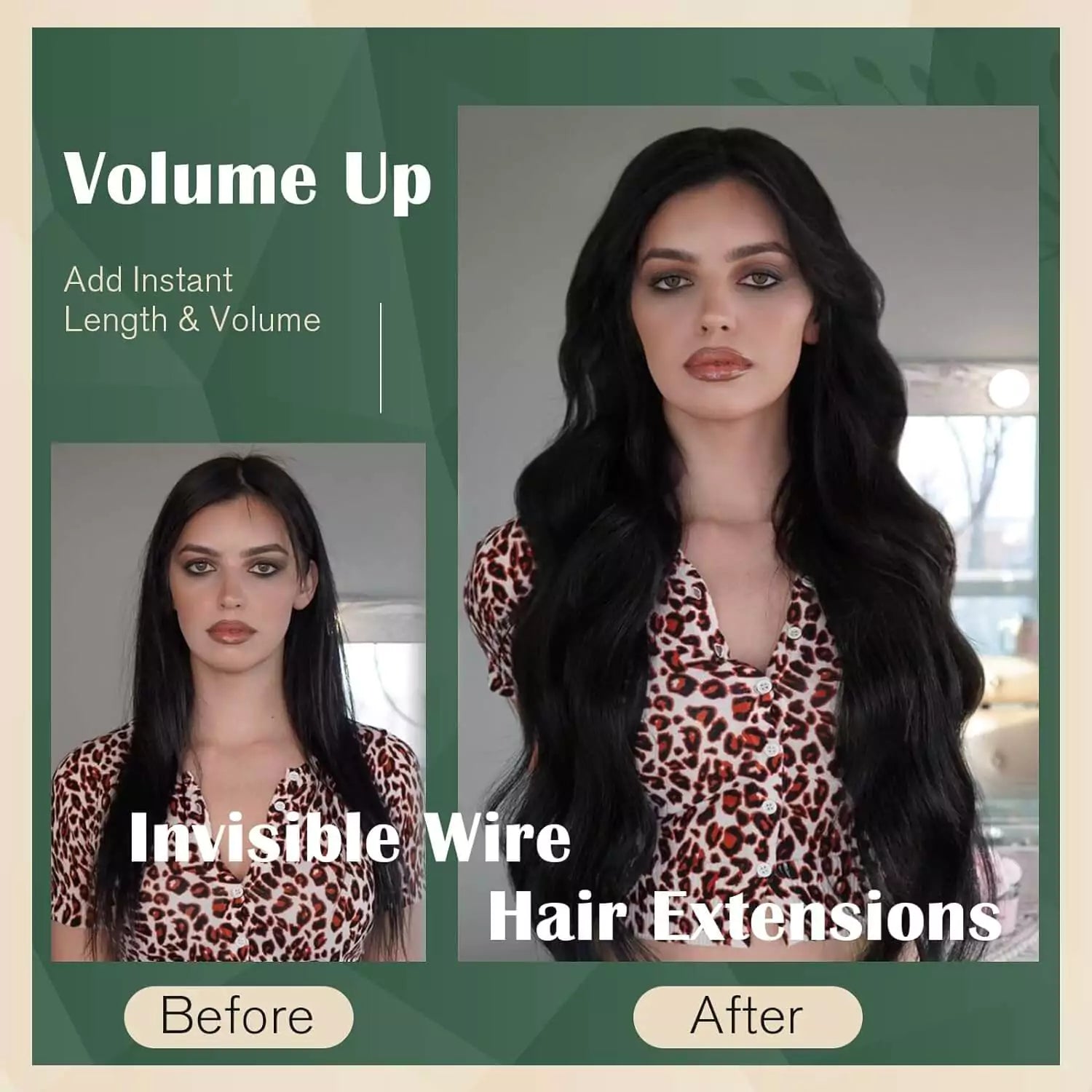 Wire Hair Extensions Jet Black Human Hair Extensions