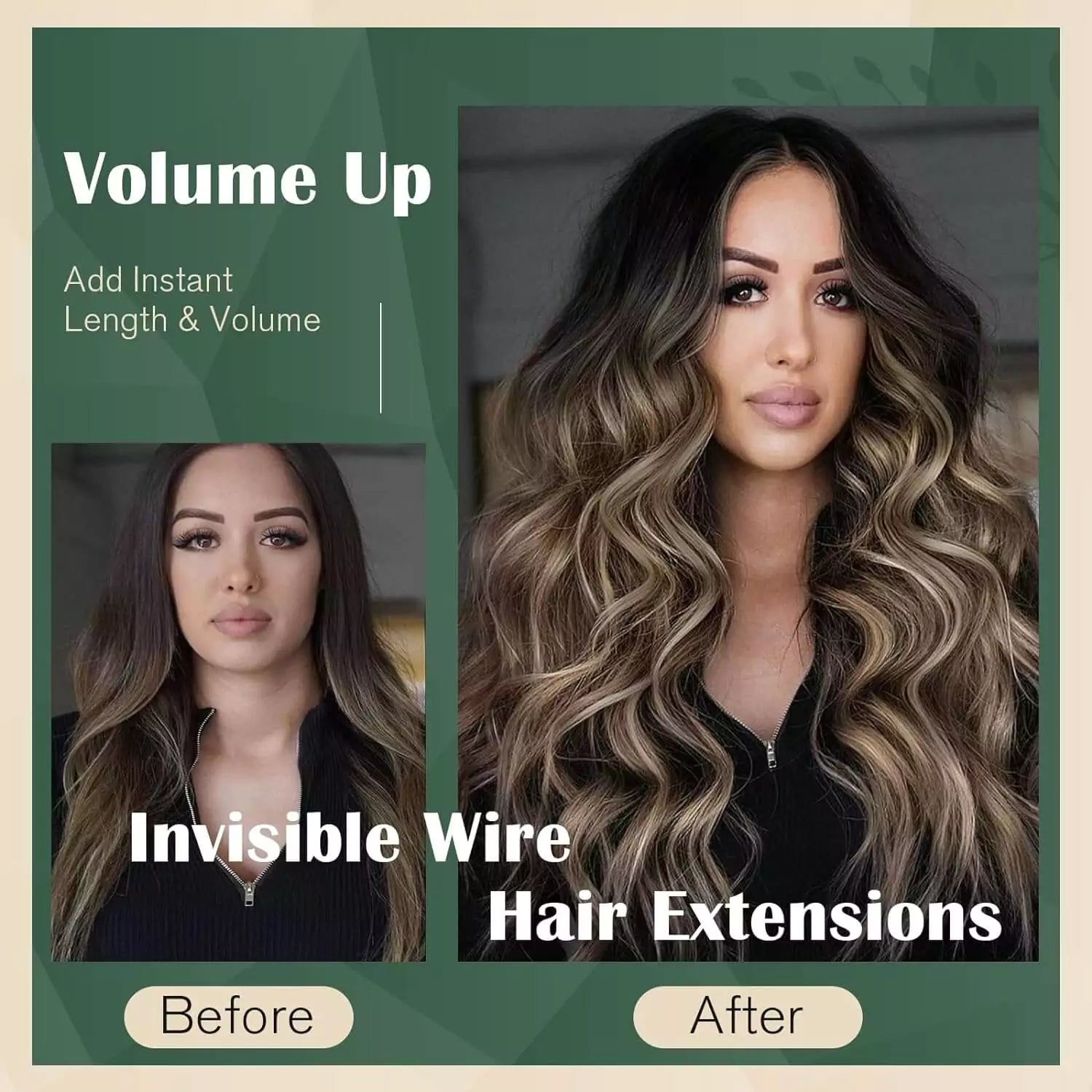 Wire Extensions Human Hair Clip ins Ombre Layered Wire Hair Extension