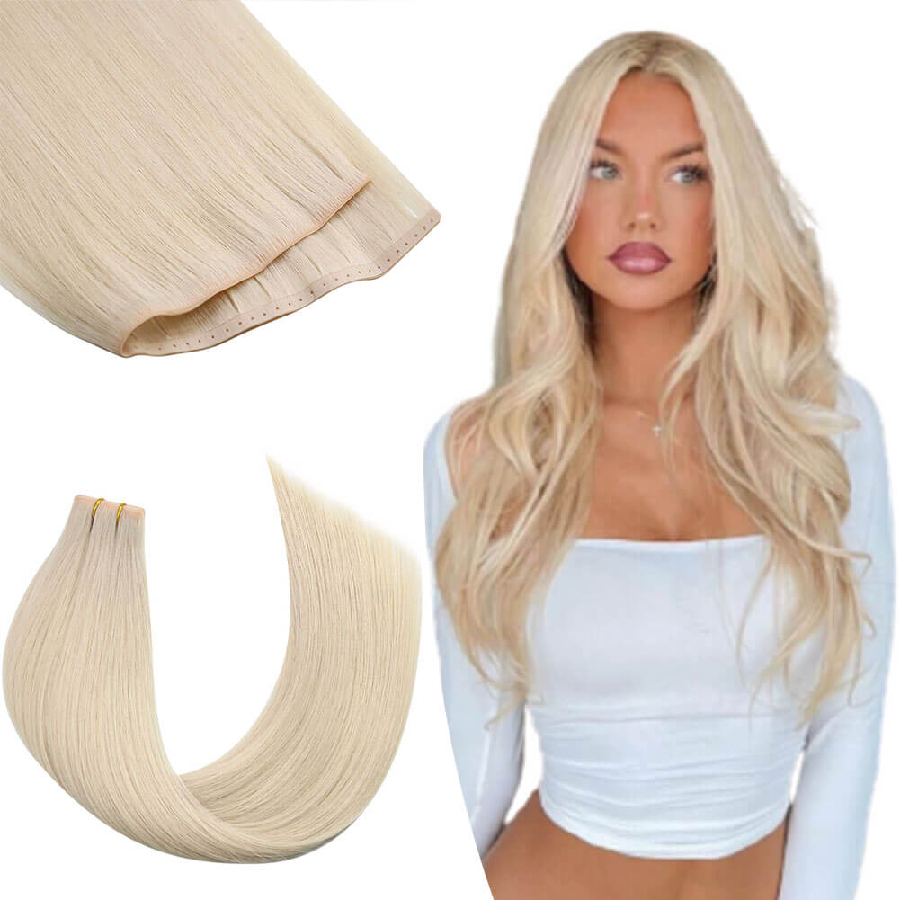 Pu Skin Weft With Holes Of Middle Seamless Human Hair Extensions