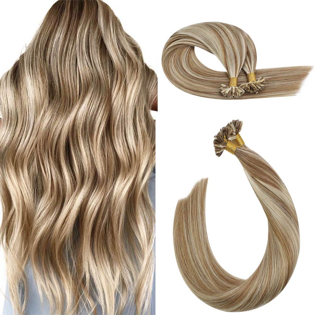 Ugeat Real Hair Extensions U Tip Glue in Hair Extensions