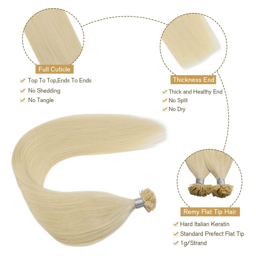 Flat Tip Remy Human Hair Extensions