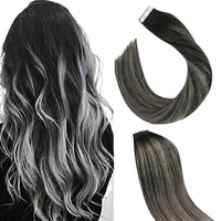 Balayage Tape on Hair extensions best selling hair extensions black with grey