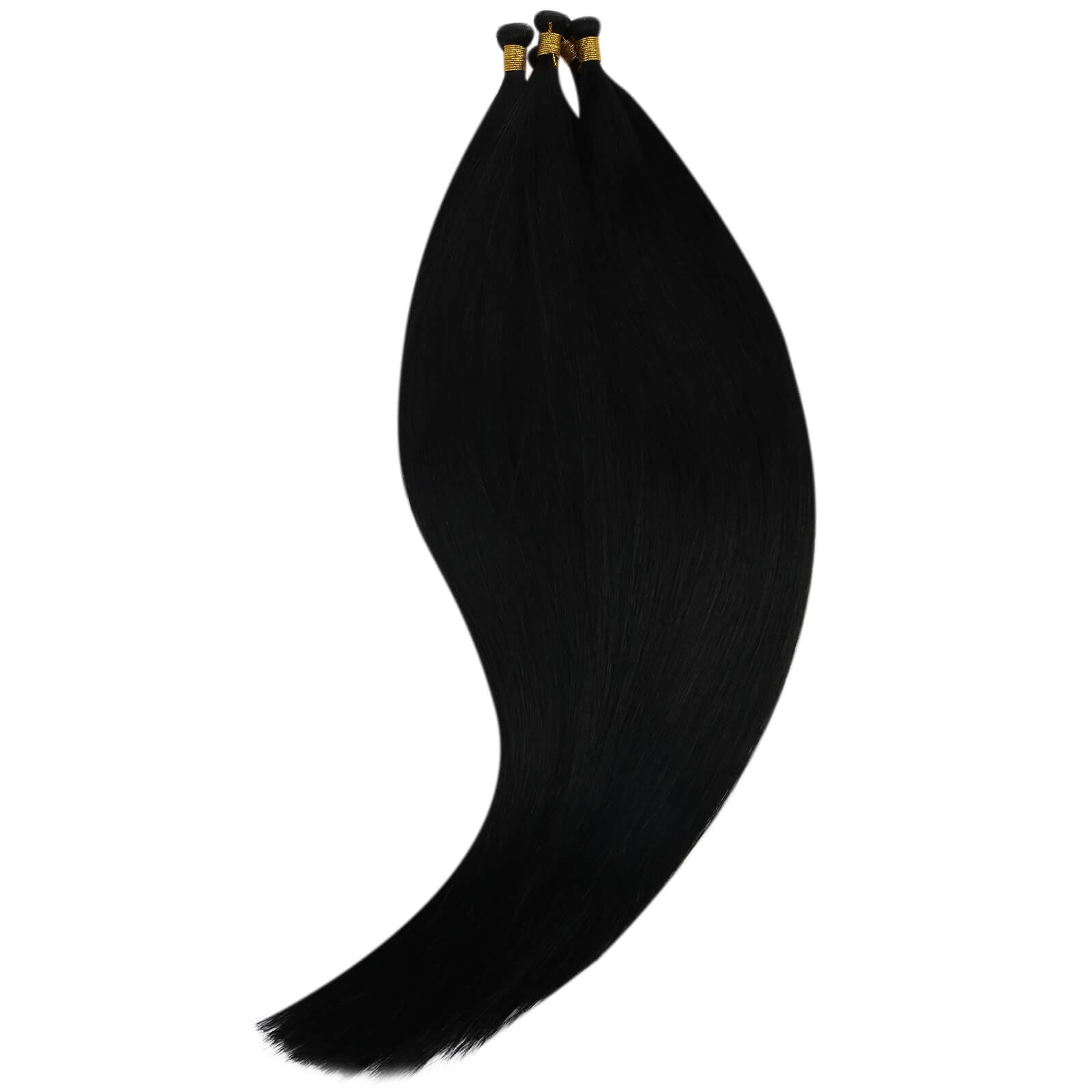 Thick Genius Weft Extensions Human Hair Weft Jet Black