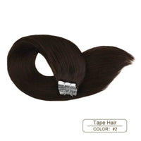 solid color virgin tape in hair sample darkest brown