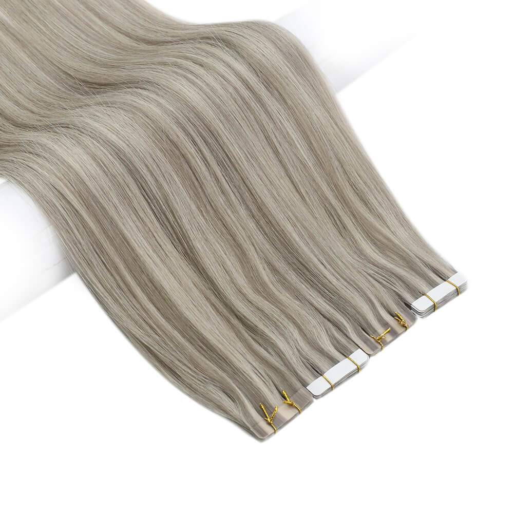 [Virgin Hair] Brown Hightlighted Tape in Real Human Virgin Hair Extensions 19A/60