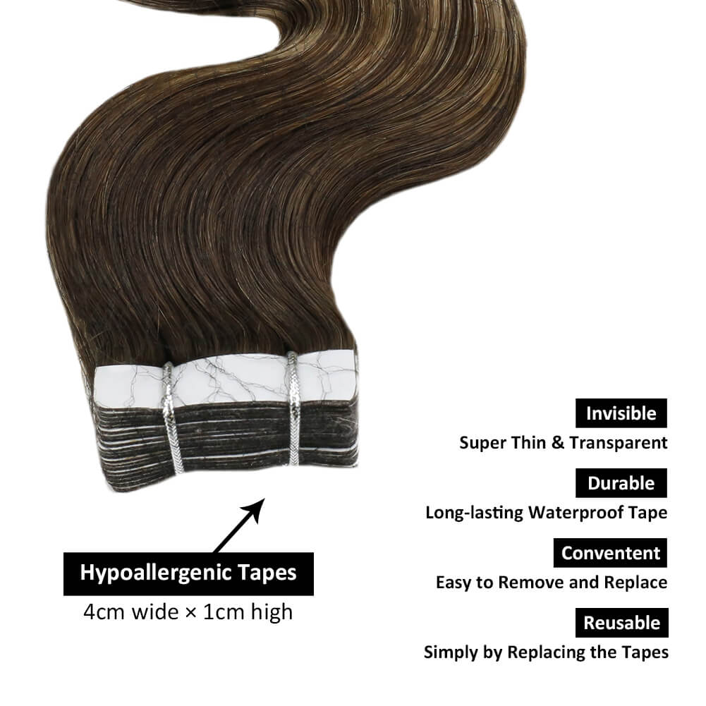 20PCS Ombre Tape in Hair Extensions Human Hair