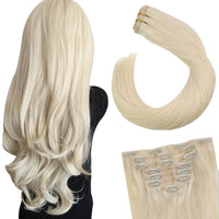 Clip on Hair Extensions #60 Platinum Blonde Hair Extensions