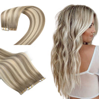 Balayage Injection Tape in Hair Extensions Light Brown With Blonde #8/8/613