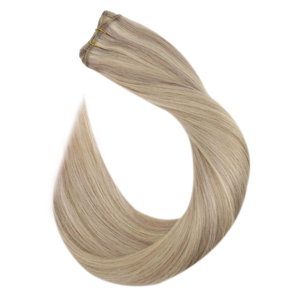 Weft Hair Extensions Sew in Two Blonde Colors 100% Human Hair 18/613