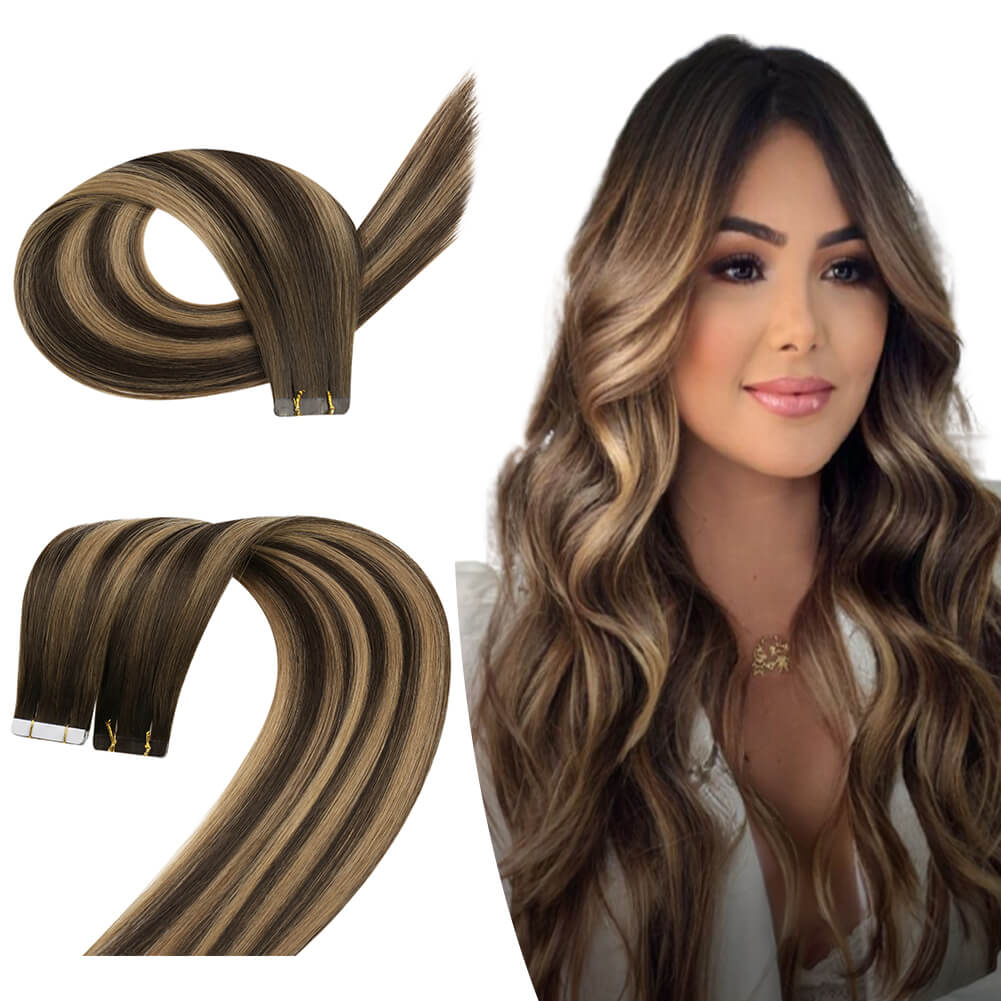 [Virgin+] Balayage Ombre Brown Tape in Human Hair Extensions BM
