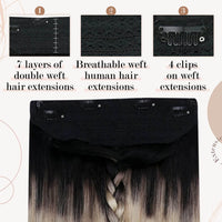 Flip Human Hair Extensions Adjustable Transparent Wire Hair Extensions