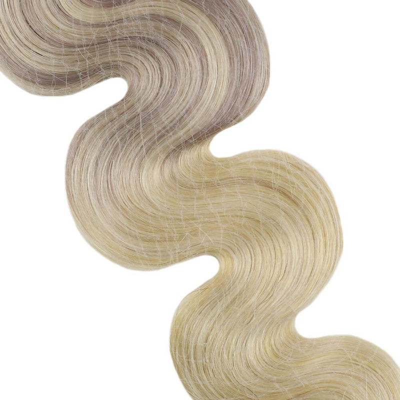 100% Human Hair Extensions Tape in #18/22/60 Brown with Blonde
