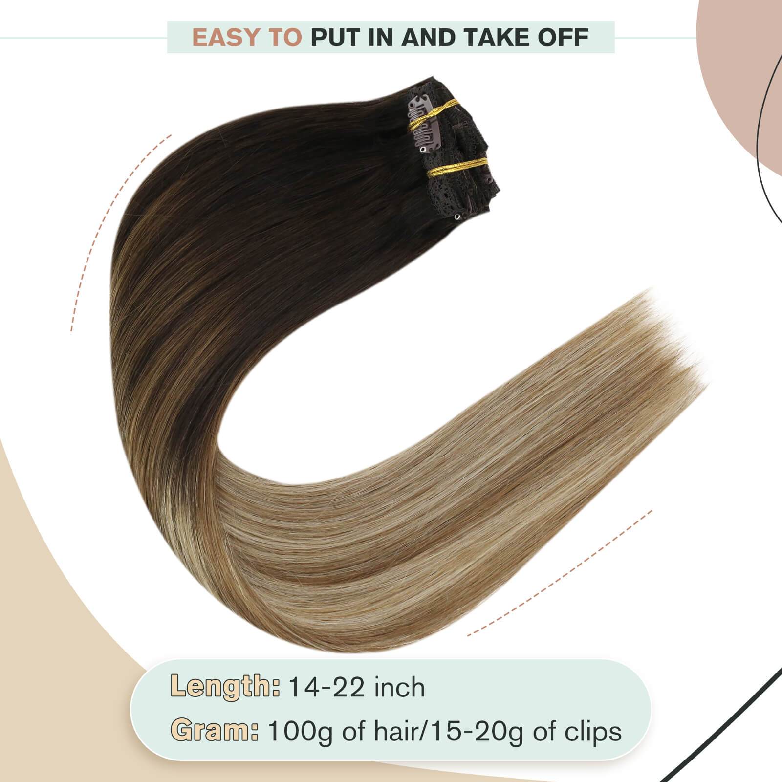 Ugeat Clip in Hair Extensions 20inch Human Hair