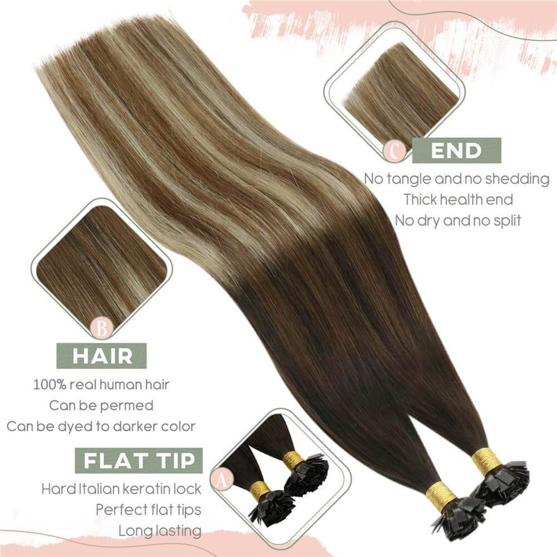 Flat Tip Hair Extensions 18 Inch Fusion Hair Extensions