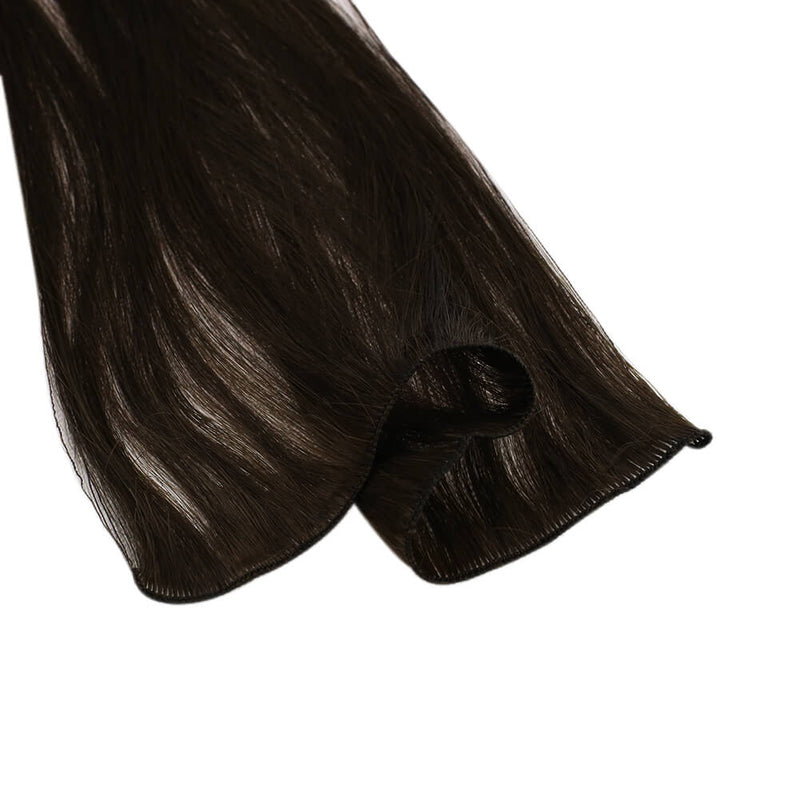Virgin Hand-tied Real Human Hair Weft Darkest Brown