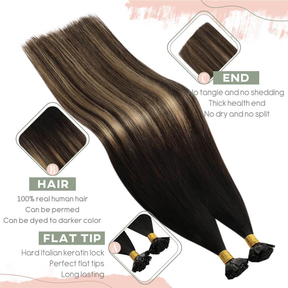 Flat Tip Hair Extensions Real Human Hair Extensions