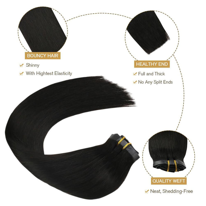 Full Head 7P Thick Hair Clip in Extension PU Clips Double Weft