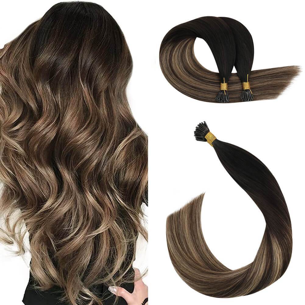 Itip Hair Extensions Fusion Human Hair Extensions Balayage Color #1B/4/27