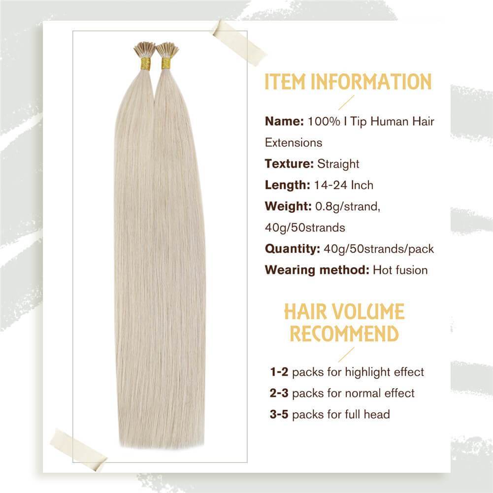 I Tip Keratin Human Hair Extensions 50Strands 100% Remy Human Hair
