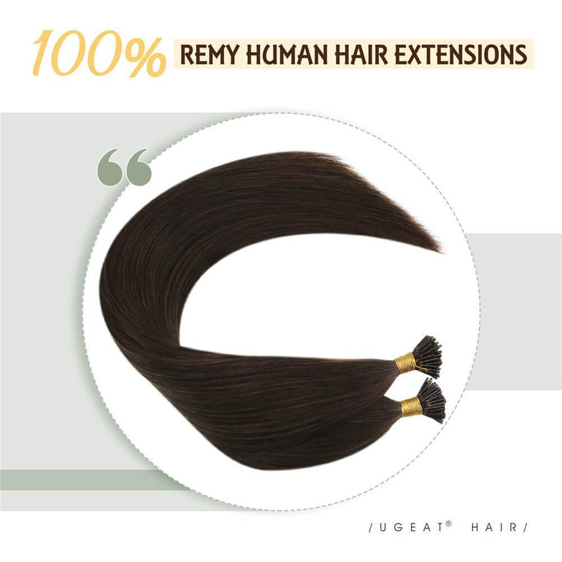 #4 Dark Brown I Tip Remy Hair Extensions
