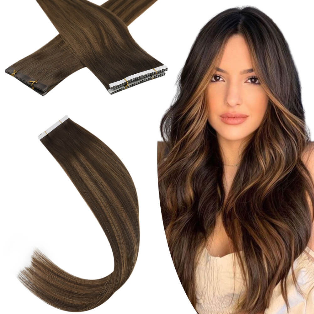 Invisible Flower Tape in Extensions Balayage Color