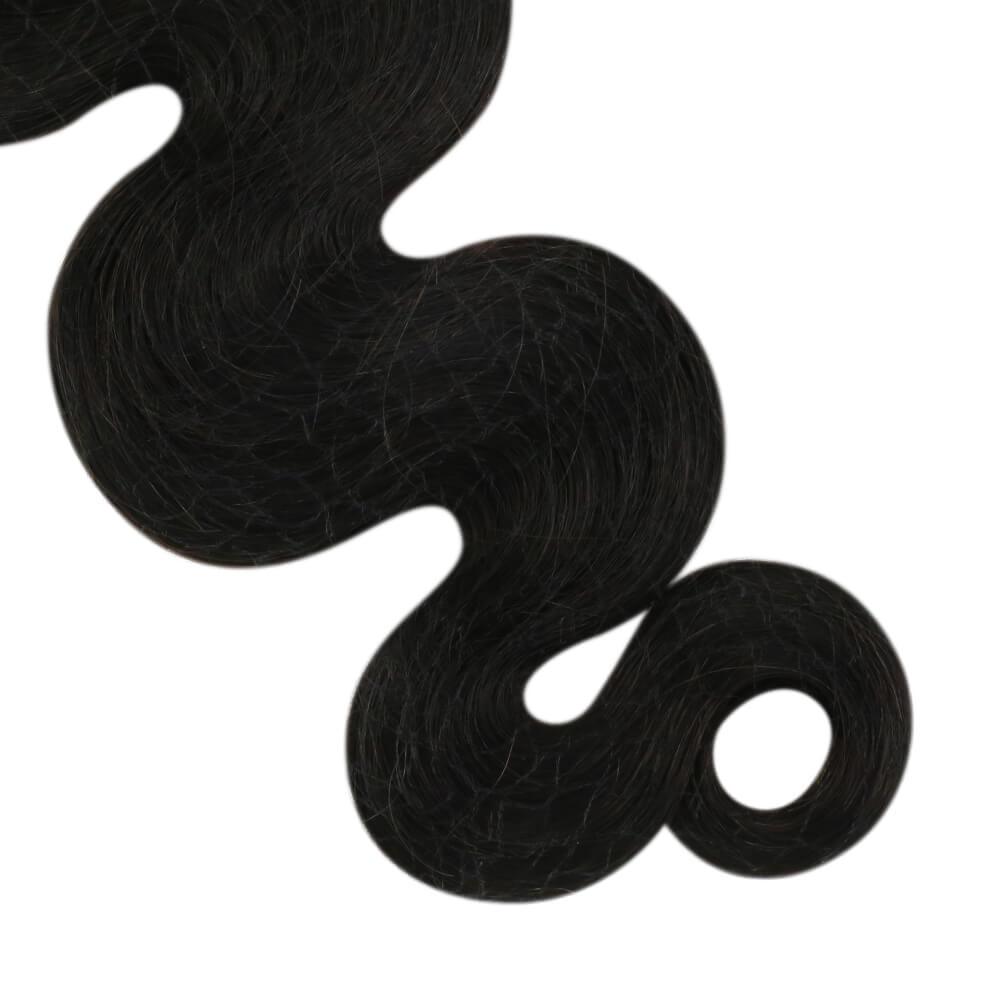 Tape in Hair Extensions Remy Hair Curly Body Wave Natural Black