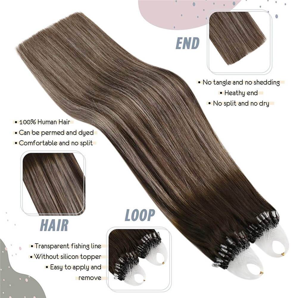 Ugeat Micro Loop Remy Hair Extensions Human Hair