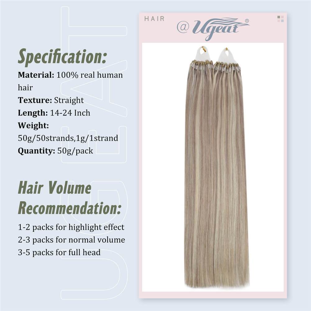 Human Hair Extensions Micro Loop 22 Inch Micro Ring Remy Hair Extensions