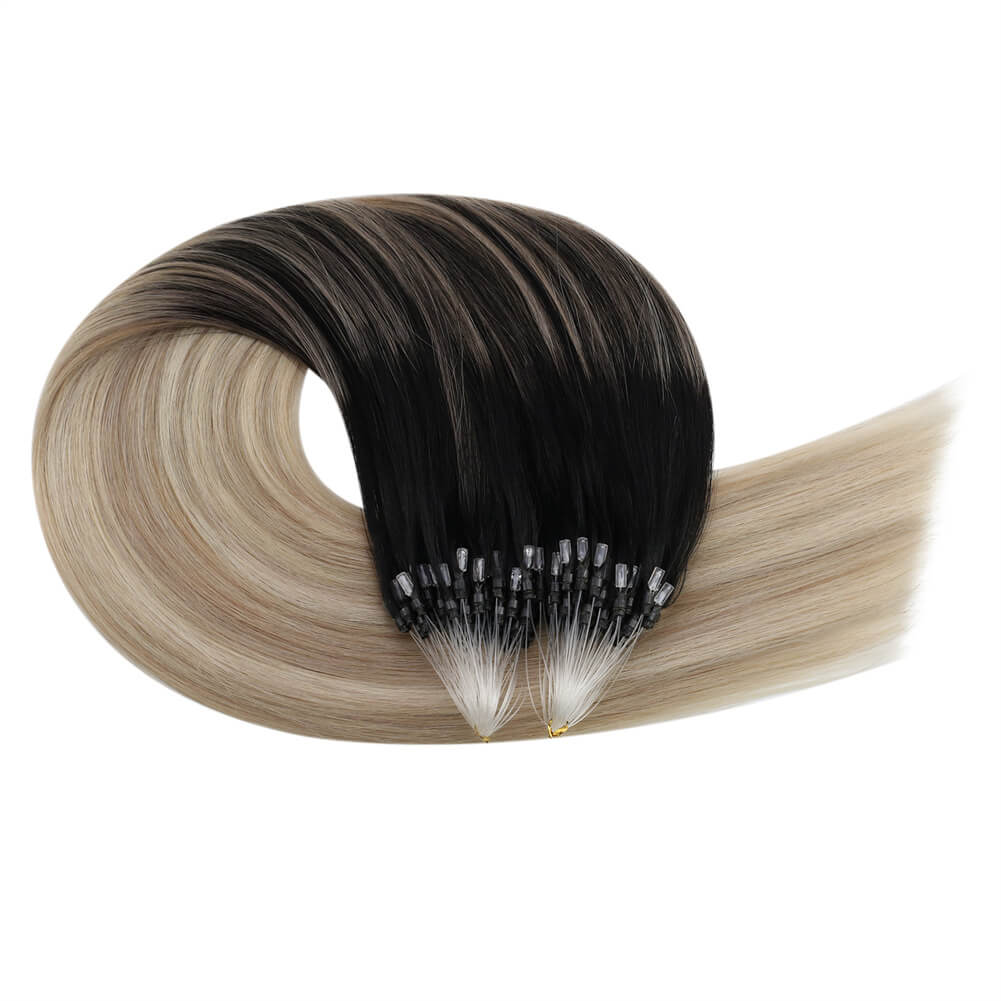 Micro Loop Extensions Fusion Human Hair Balayage Black to Blonde #1B/18/60